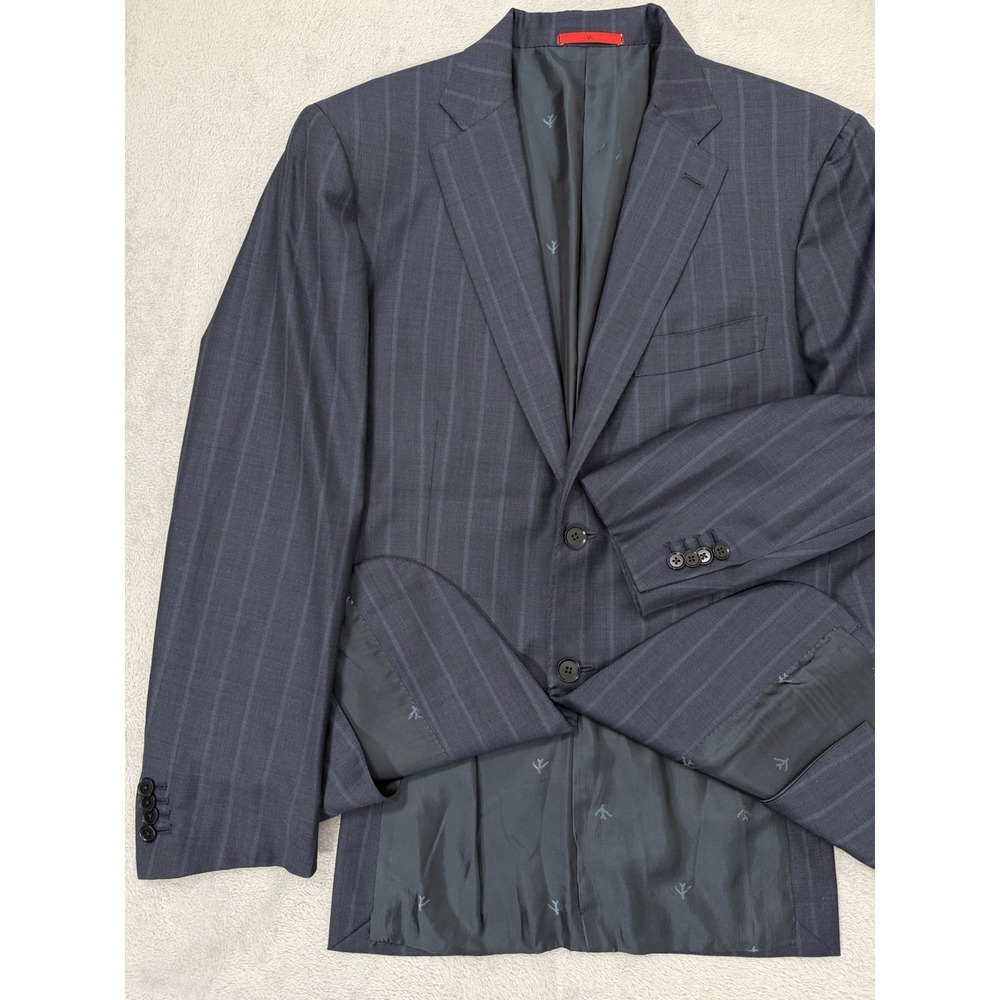Isaia Napoli Blazer Mens 42R Blue Pinstripes Wool Super 150s Suit Coat Jacket - Picture 4 of 12